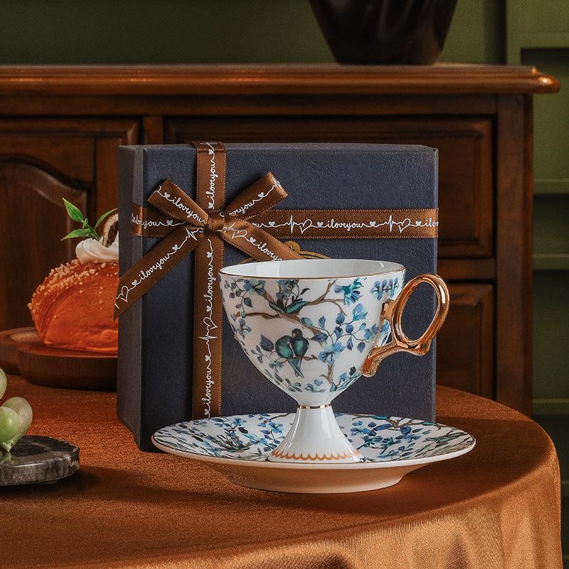 CUPURA Seno - European Goblet-Style Coffee Cup & Saucer Set - Elegant English Afternoon Tea Set CUPURA