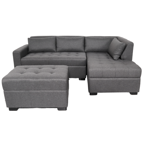 SOLANA L- Shape Fabric Sofa with Ottoman Furnigo