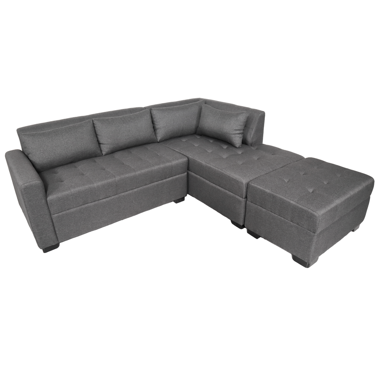 SOLANA L- Shape Fabric Sofa with Ottoman Furnigo