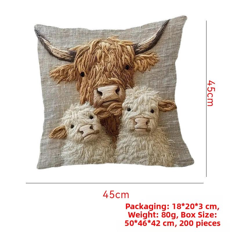 Looma Lom - Cute Donkey & Alpaca Cartoon Plush Pillow Cover – Soft Skin-Friendly Cushion for Sofa & Home Decor - Living Room, Bedroom, Kids Room Looma