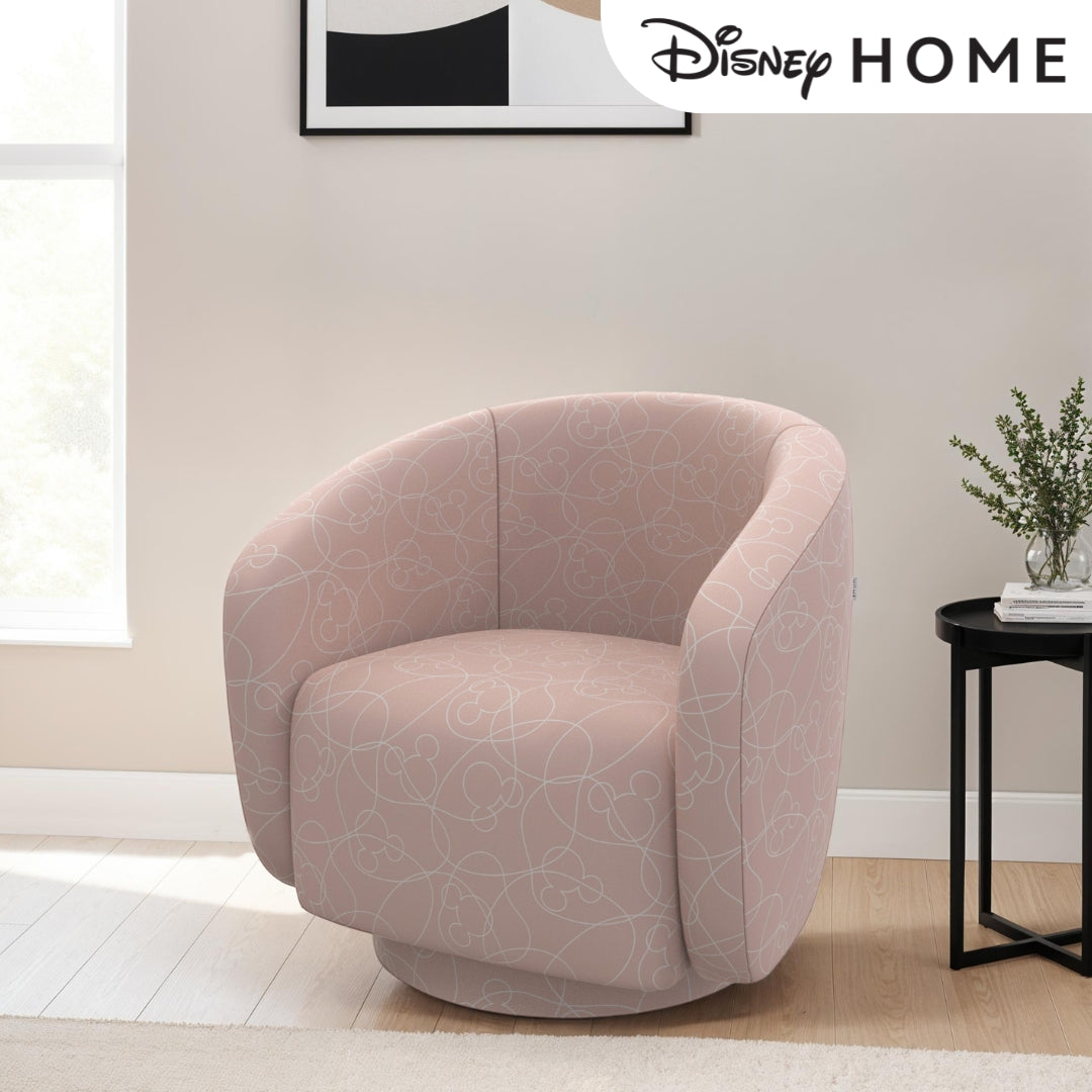 Mickey Mouse Pink Abstract Swivel Accent Chair Style Disney Home