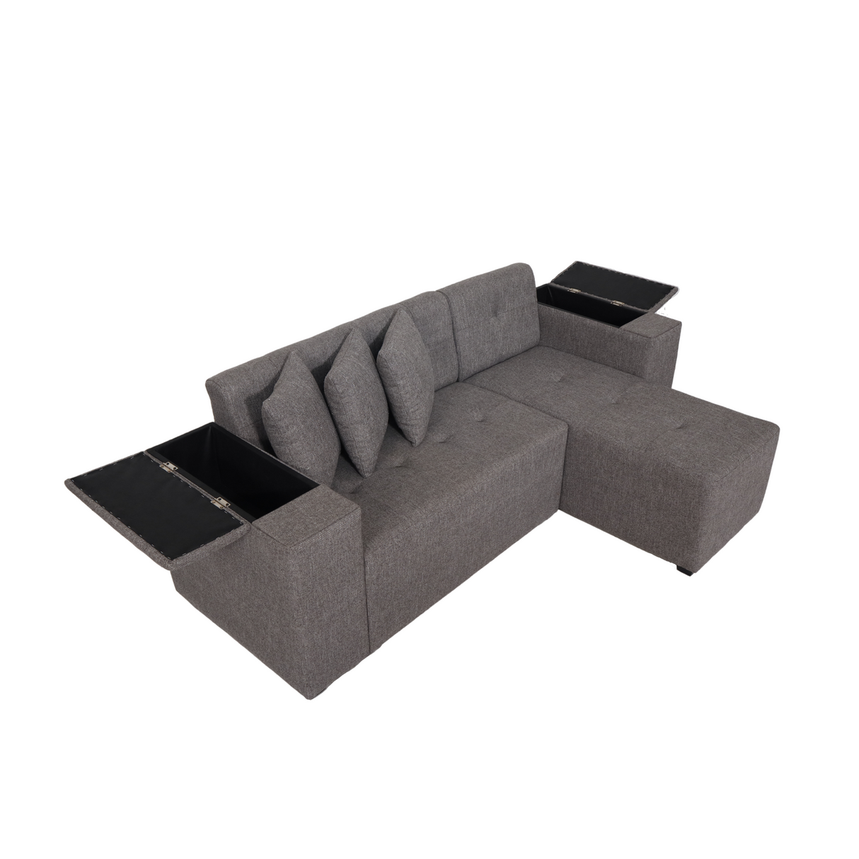 MASON L-Shape Fabric Sofa with Armrest Storage Affordahome