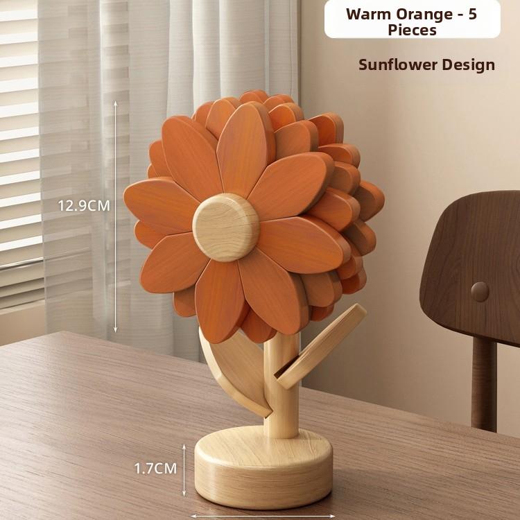 Timberra - Misty - SunBloom Wooden Heat-Proof Placemat - Dining Room / Kitchen Timberra