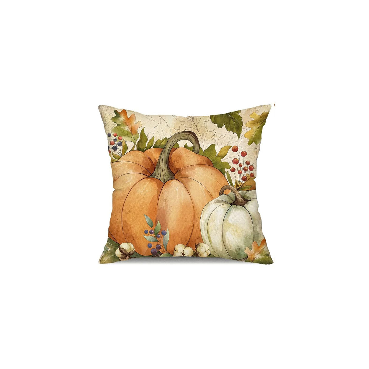 Looma Autumn - Pumpkin & Maple Leaf Pillow Cover | Thanksgiving Farmhouse Decorative Cushion - Sofa & Living Room Looma
