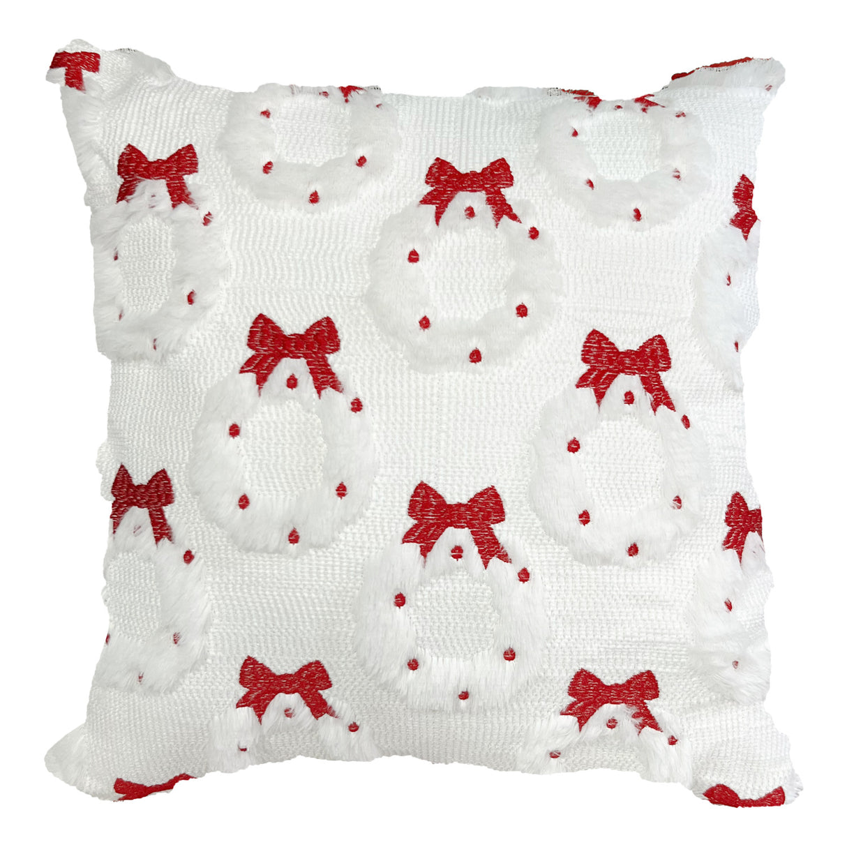 Looma Retro - Christmas Plush Pillow Cover – Embroidered Garland & Bow Cushion Case - Sofa & Holiday Home Decor Looma