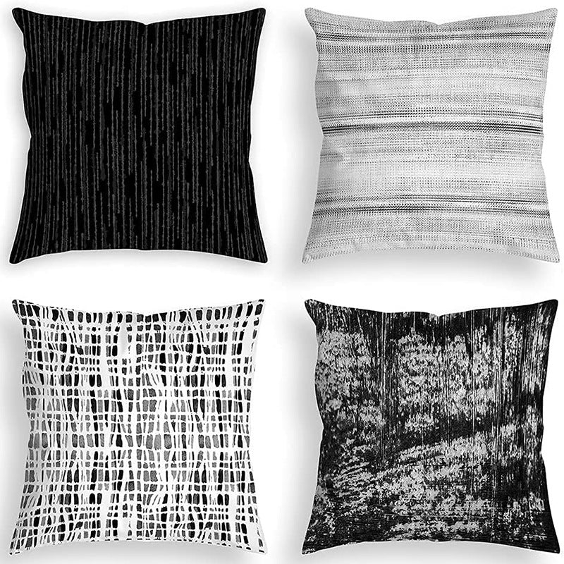 Looma Mono - Black & White Abstract Linen Pillow Cover – Minimalist Line Art Cushion Case - W0060 - Sofa, Living Room & Office Decor Looma
