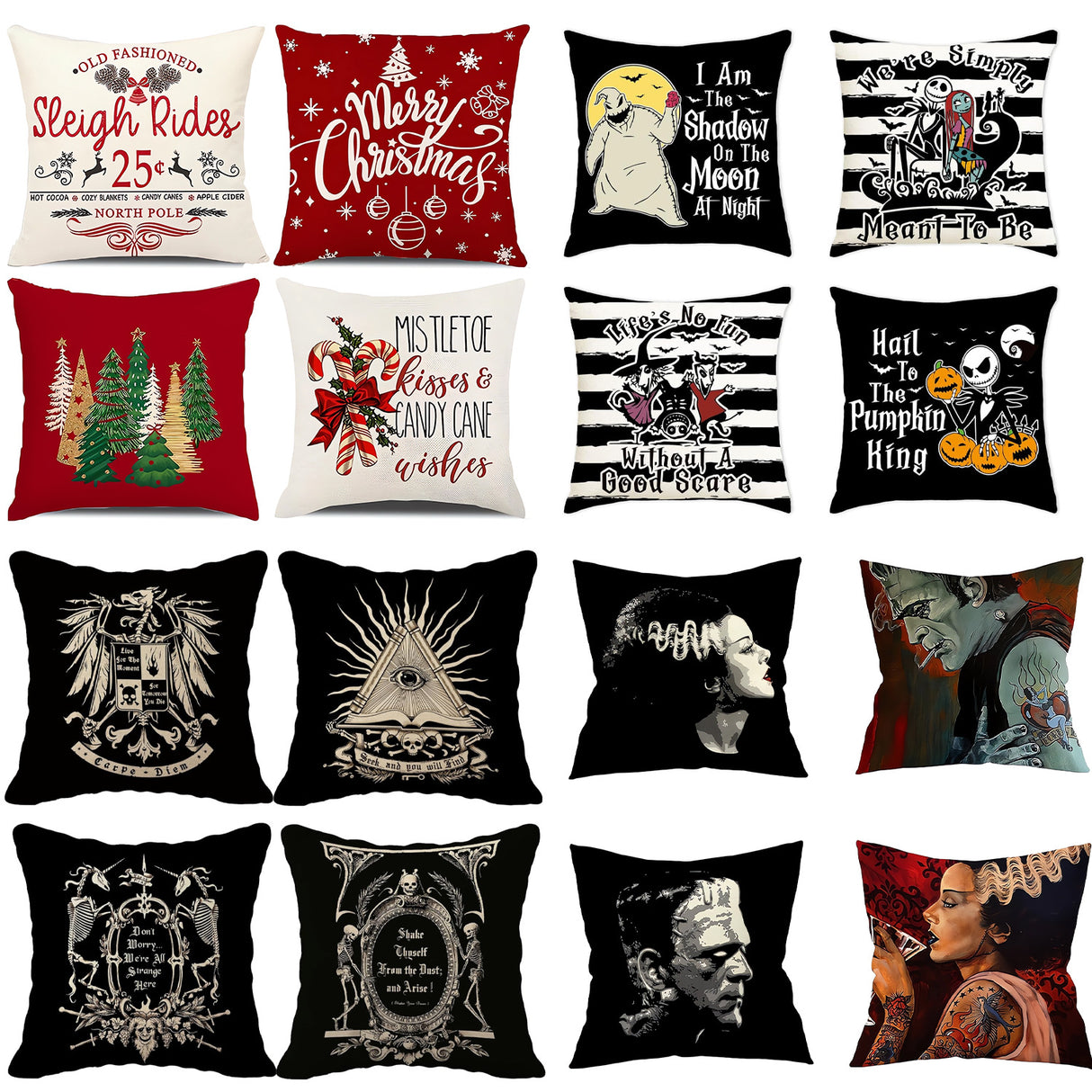 Looma Chris - Nordic Halloween & Christmas Ghost Cartoon Pillow Cover – Funny Day of the Dead Festival Cushion Case for Home Decor - Living Room, Bedroom, Kids Room, Sofa Area Looma