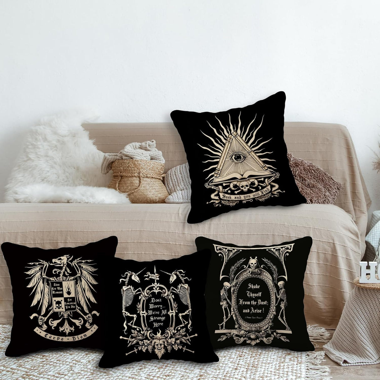 Looma Chris - Nordic Halloween & Christmas Ghost Cartoon Pillow Cover – Funny Day of the Dead Festival Cushion Case for Home Decor - Living Room, Bedroom, Kids Room, Sofa Area Looma