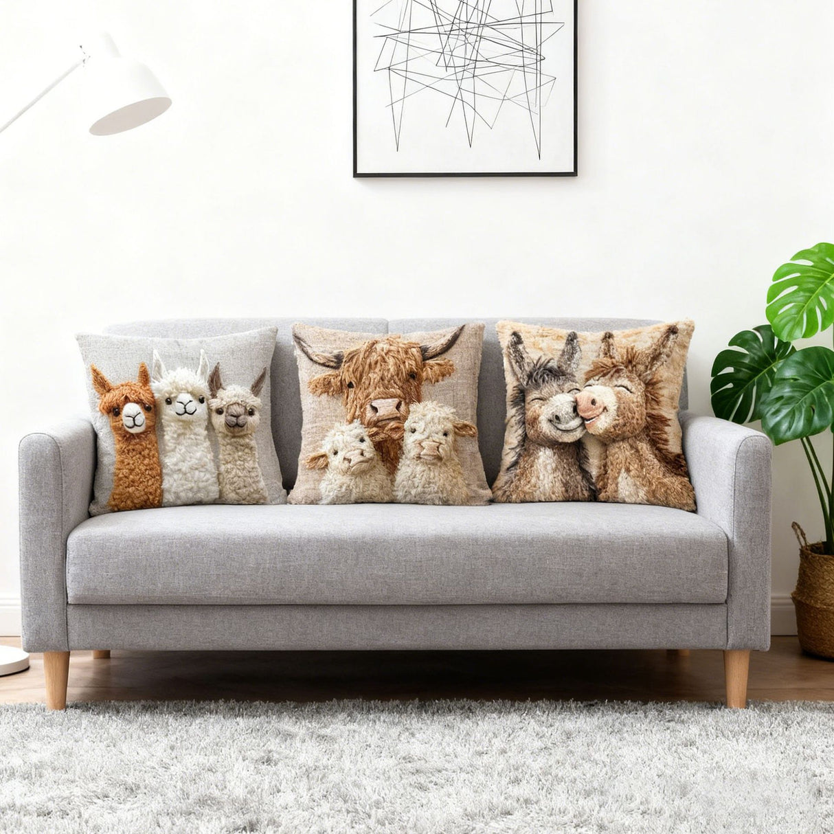 Looma Lom - Cute Donkey & Alpaca Cartoon Plush Pillow Cover – Soft Skin-Friendly Cushion for Sofa & Home Decor - Living Room, Bedroom, Kids Room Looma