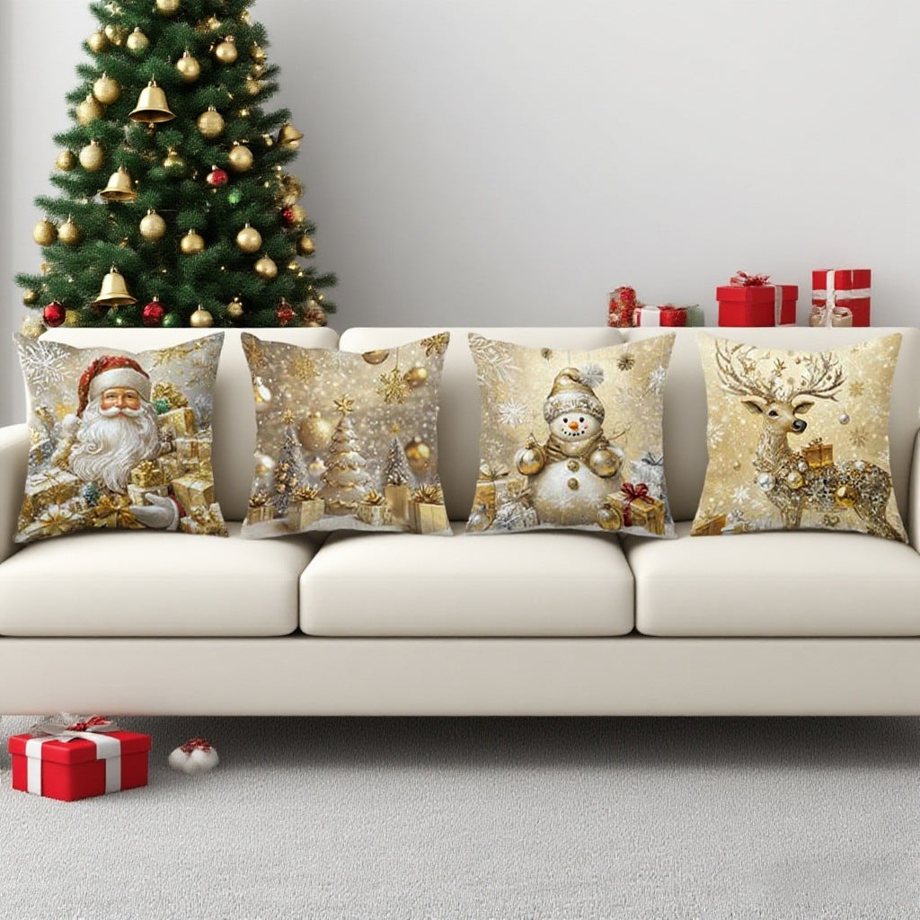Looma Pilora - Christmas Elk & Snowman Decorative Pillowcase – Festive Cushion Cover for Living Room Sofa | Customizable Design Available - Living Room, Bedroom, Sofa Area Looma