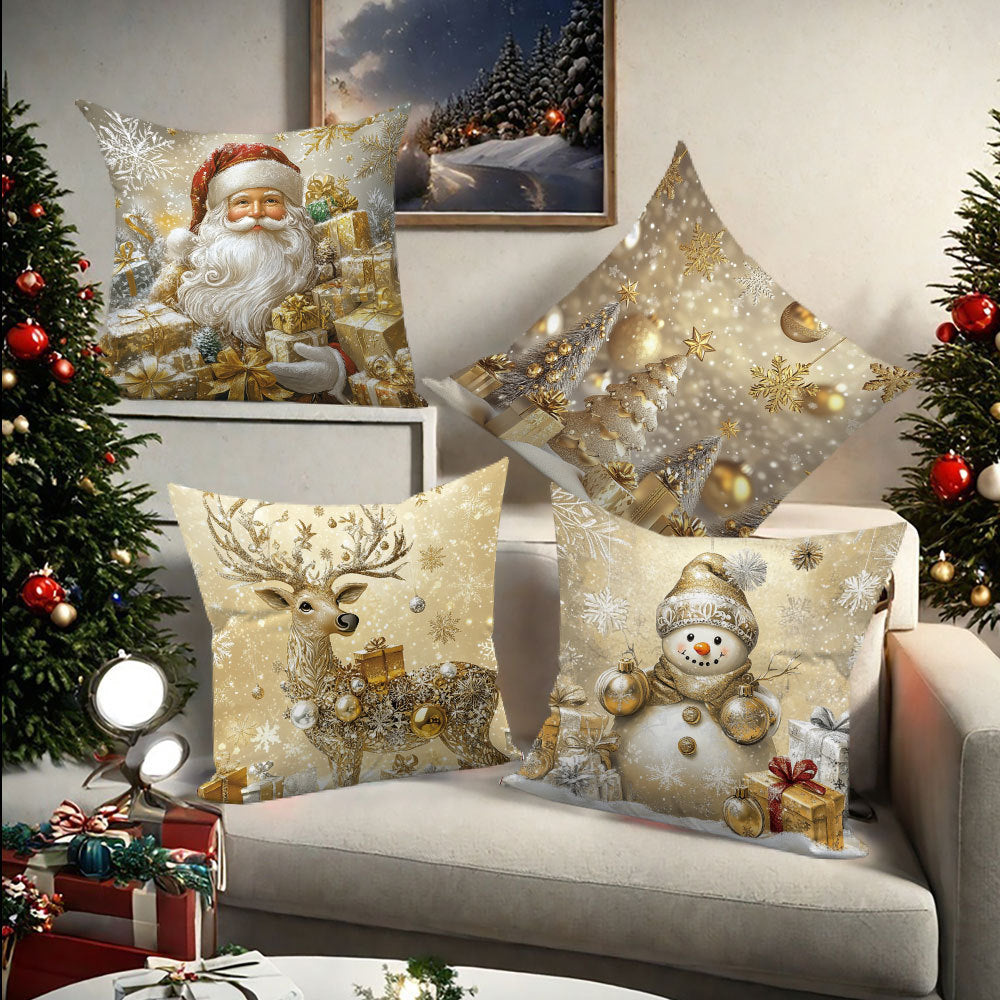Looma Pilora - Christmas Elk & Snowman Decorative Pillowcase – Festive Cushion Cover for Living Room Sofa | Customizable Design Available - Living Room, Bedroom, Sofa Area Looma