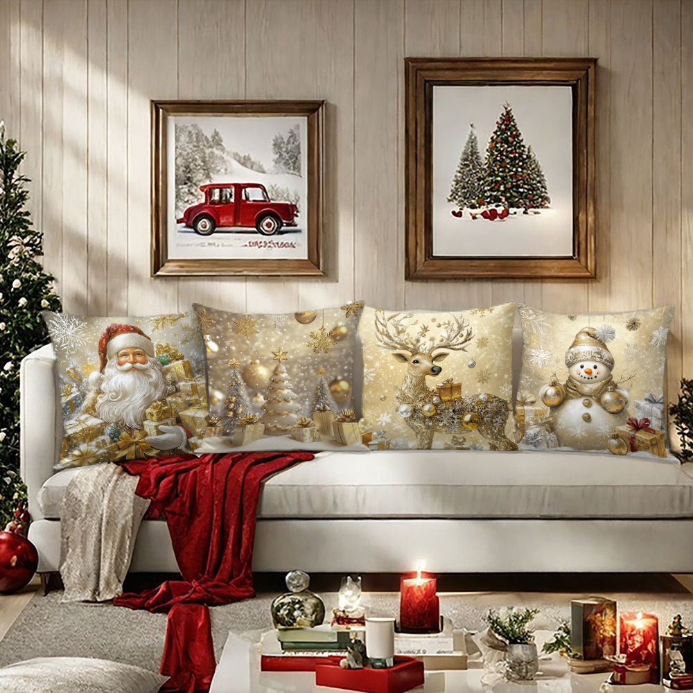Looma Pilora - Christmas Elk & Snowman Decorative Pillowcase – Festive Cushion Cover for Living Room Sofa | Customizable Design Available - Living Room, Bedroom, Sofa Area Looma