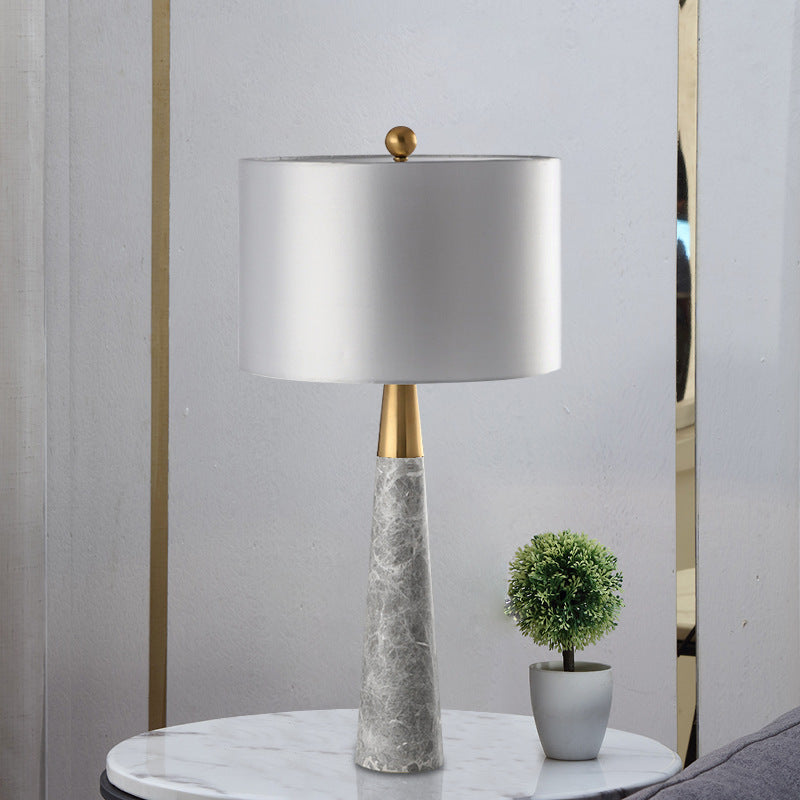 Milano Glow - Astrix - N128 - American Style High-Grade Grey Marble Table Lamp with Copper-Plated Finish, Elegant Designer Lighting for Premium Spaces - Living Room / Bedroom / Bedside Milano