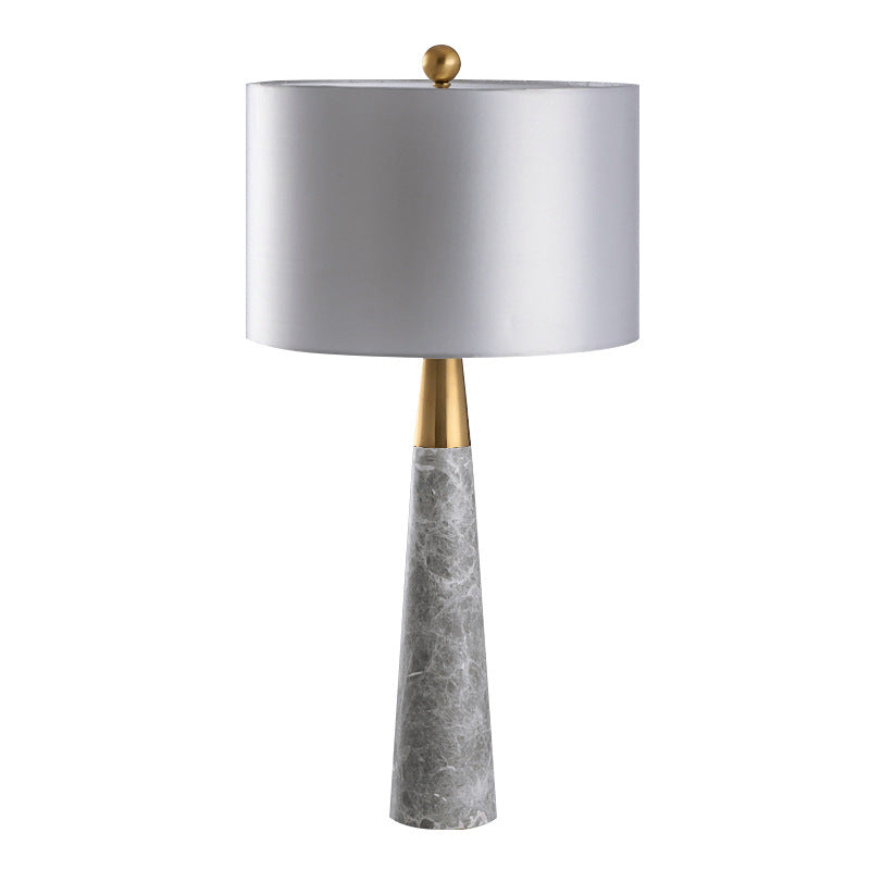 Milano Glow - Astrix - N128 - American Style High-Grade Grey Marble Table Lamp with Copper-Plated Finish, Elegant Designer Lighting for Premium Spaces - Living Room / Bedroom / Bedside Milano