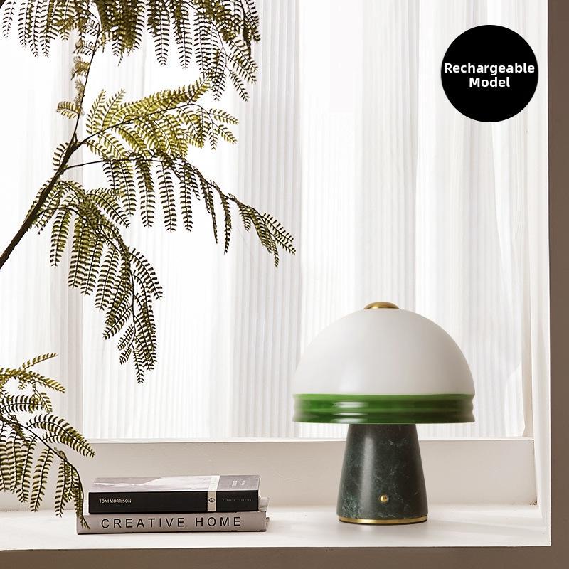 Milano Glow - Aeris - T912 - Nordic Marble French Mushroom Table Lamp with High-End Designer Style, Soft Ambient Night Lighting for Elegant Spaces - Bedroom / Bedside / Living Room / Study Milano