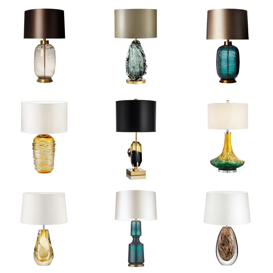 Milano Glow - Arixel - N701 Glaze - Post-Modern Nordic Fabric and Crystal Glass Table Lamp with Light Luxury Designer Style, Soft Ambient Lighting for Elegant and Cozy Spaces - Living Room / Bedroom / Bedside / Study Milano