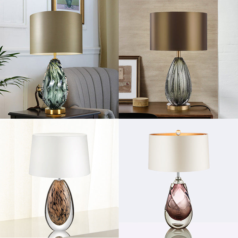 Milano Glow - Arixel - N701 Glaze - Post-Modern Nordic Fabric and Crystal Glass Table Lamp with Light Luxury Designer Style, Soft Ambient Lighting for Elegant and Cozy Spaces - Living Room / Bedroom / Bedside / Study Milano