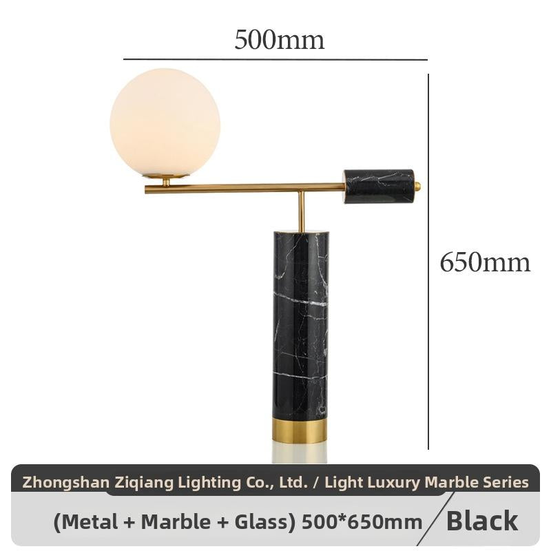 Milano Glow - Aelix - N125 Combination - Modern Natural Marble and Glass Table Lamp with Minimalist Designer Style, Soft Ambient Lighting for Elegant and Functional Spaces - Living Room / Bedroom / Bedside / Hotel / Project / Office Milano