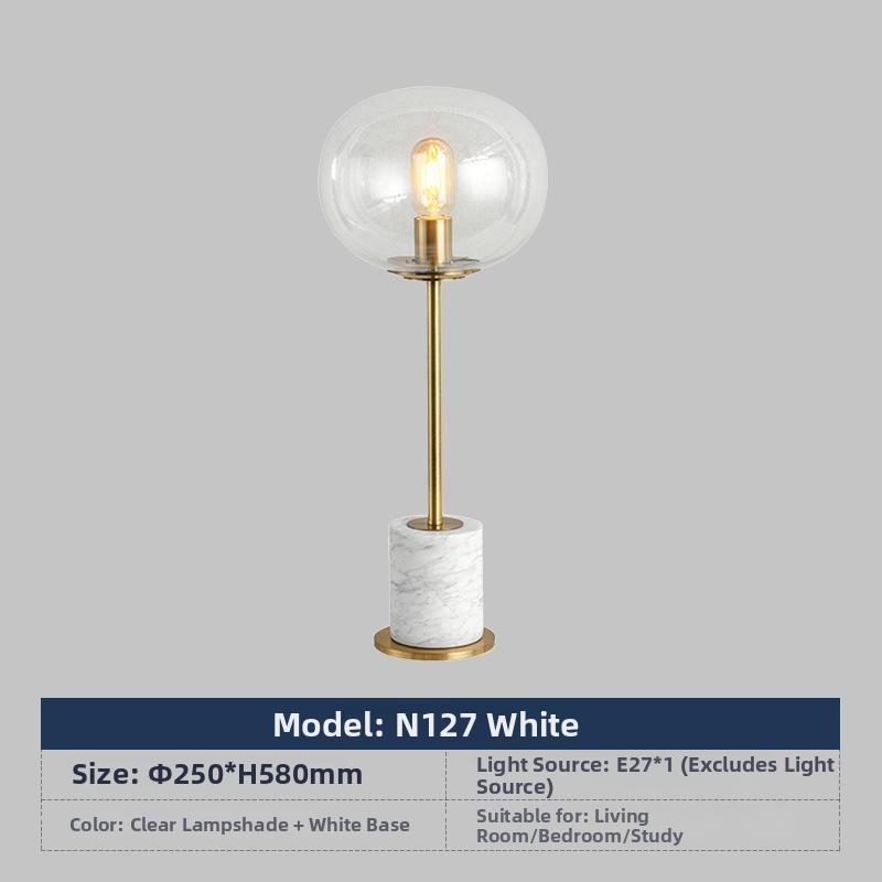 Milano Glow - Aelix - N125 Combination - Modern Natural Marble and Glass Table Lamp with Minimalist Designer Style, Soft Ambient Lighting for Elegant and Functional Spaces - Living Room / Bedroom / Bedside / Hotel / Project / Office Milano