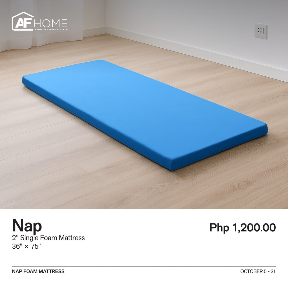 Nap Single Foam Mattress - Buy 1 Take 1 (Random Color) AF Home