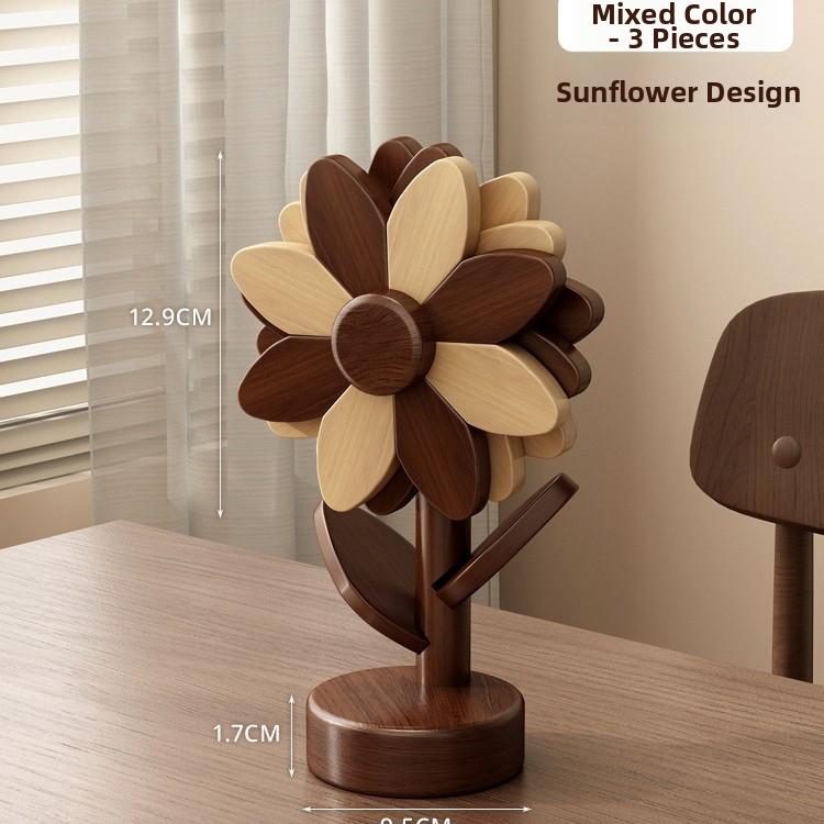 Timberra - Misty - SunBloom Wooden Heat-Proof Placemat - Dining Room / Kitchen Timberra