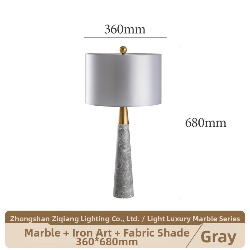 Milano Glow - Astrix - N128 - American Style High-Grade Grey Marble Table Lamp with Copper-Plated Finish, Elegant Designer Lighting for Premium Spaces - Living Room / Bedroom / Bedside Milano
