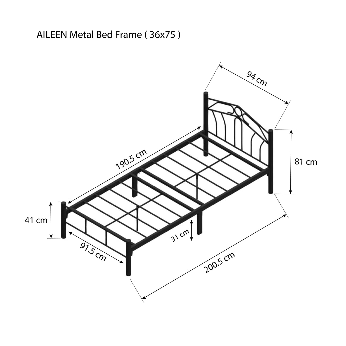AILEEN Metal Bed Frame Affordahome