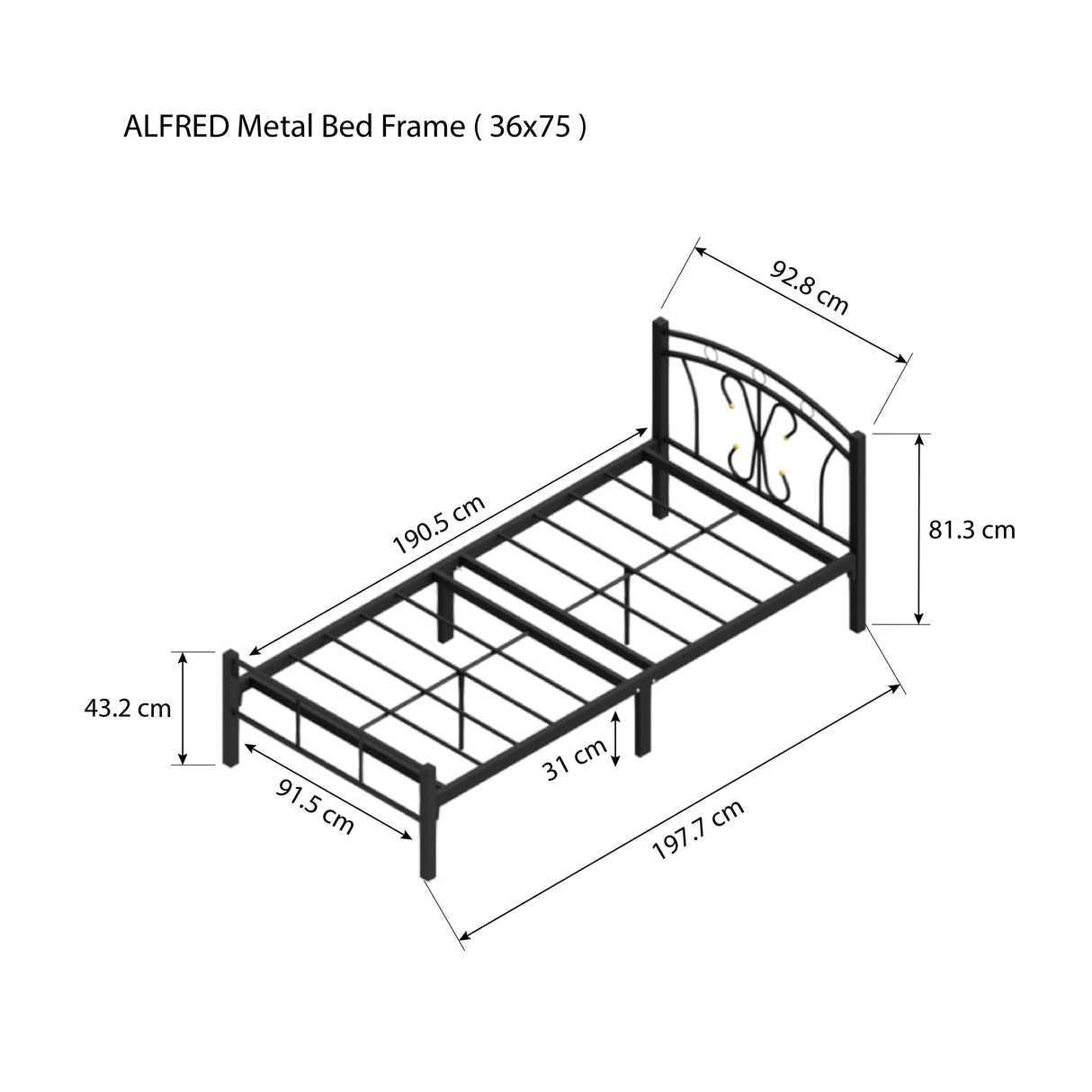 ALFRED Metal Bed Frame Affordahome