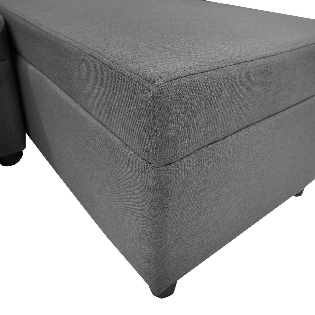 MELO Mini L-Shape Fabric Sofa with Ottoman Affordahome