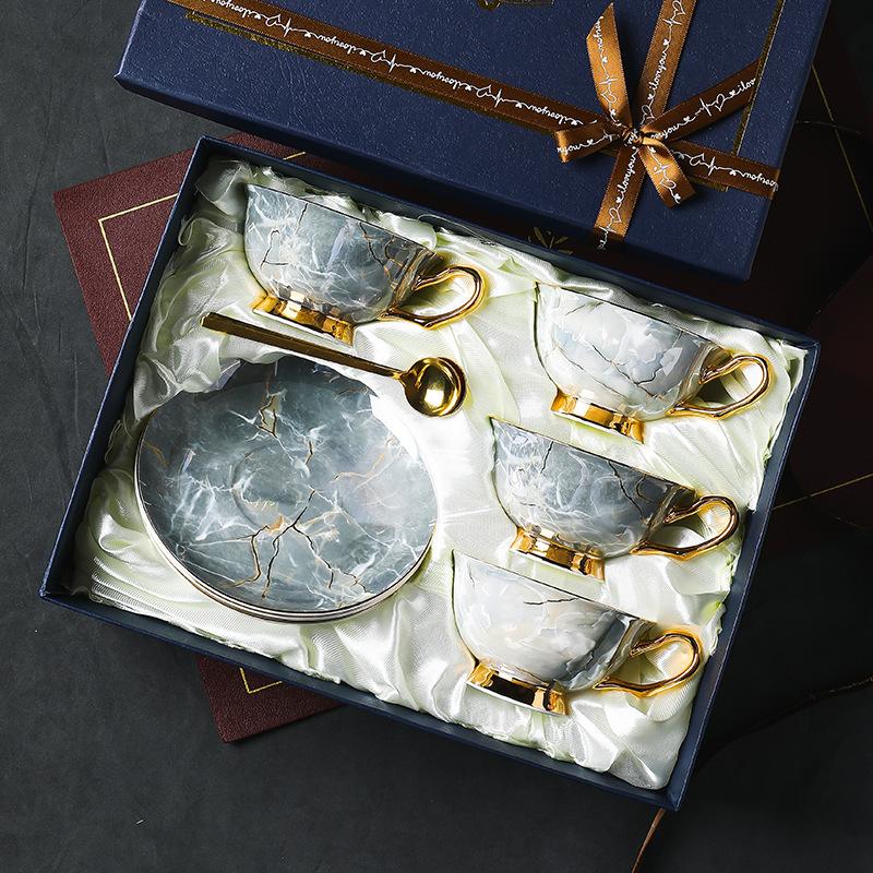 CUPURA Lino - European Coffee Cup & Saucer Set - Light Luxury Afternoon Tea Gift with Box CUPURA