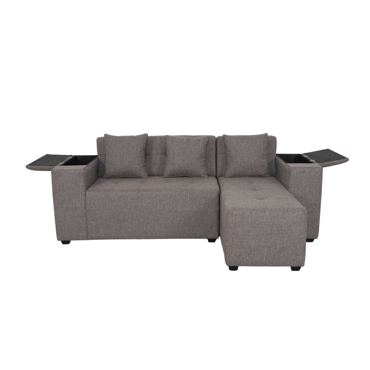 MASON L-Shape Fabric Sofa with Armrest Storage Affordahome