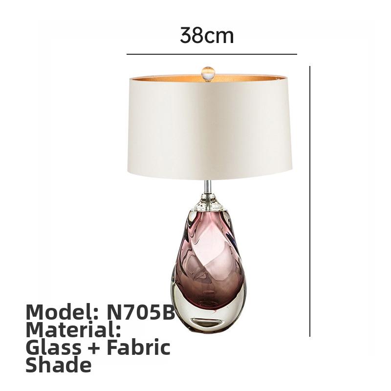 Milano Glow - Arixel - N701 Glaze - Post-Modern Nordic Fabric and Crystal Glass Table Lamp with Light Luxury Designer Style, Soft Ambient Lighting for Elegant and Cozy Spaces - Living Room / Bedroom / Bedside / Study Milano
