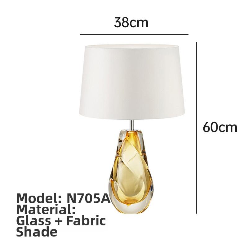 Milano Glow - Arixel - N701 Glaze - Post-Modern Nordic Fabric and Crystal Glass Table Lamp with Light Luxury Designer Style, Soft Ambient Lighting for Elegant and Cozy Spaces - Living Room / Bedroom / Bedside / Study Milano