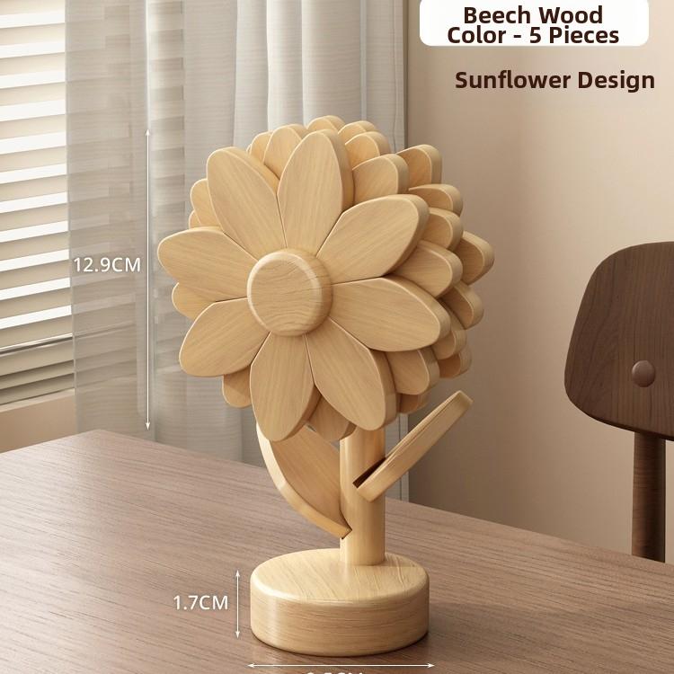 Timberra - Misty - SunBloom Wooden Heat-Proof Placemat - Dining Room / Kitchen Timberra