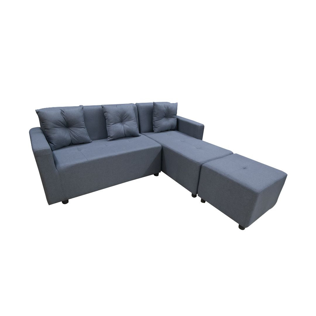 CONNER L-Shape Fabric Sofa with Ottoman Affordahome