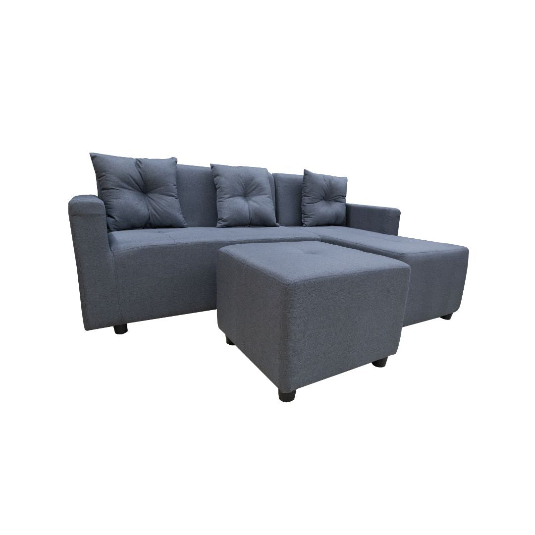 CONNER L-Shape Fabric Sofa with Ottoman Affordahome