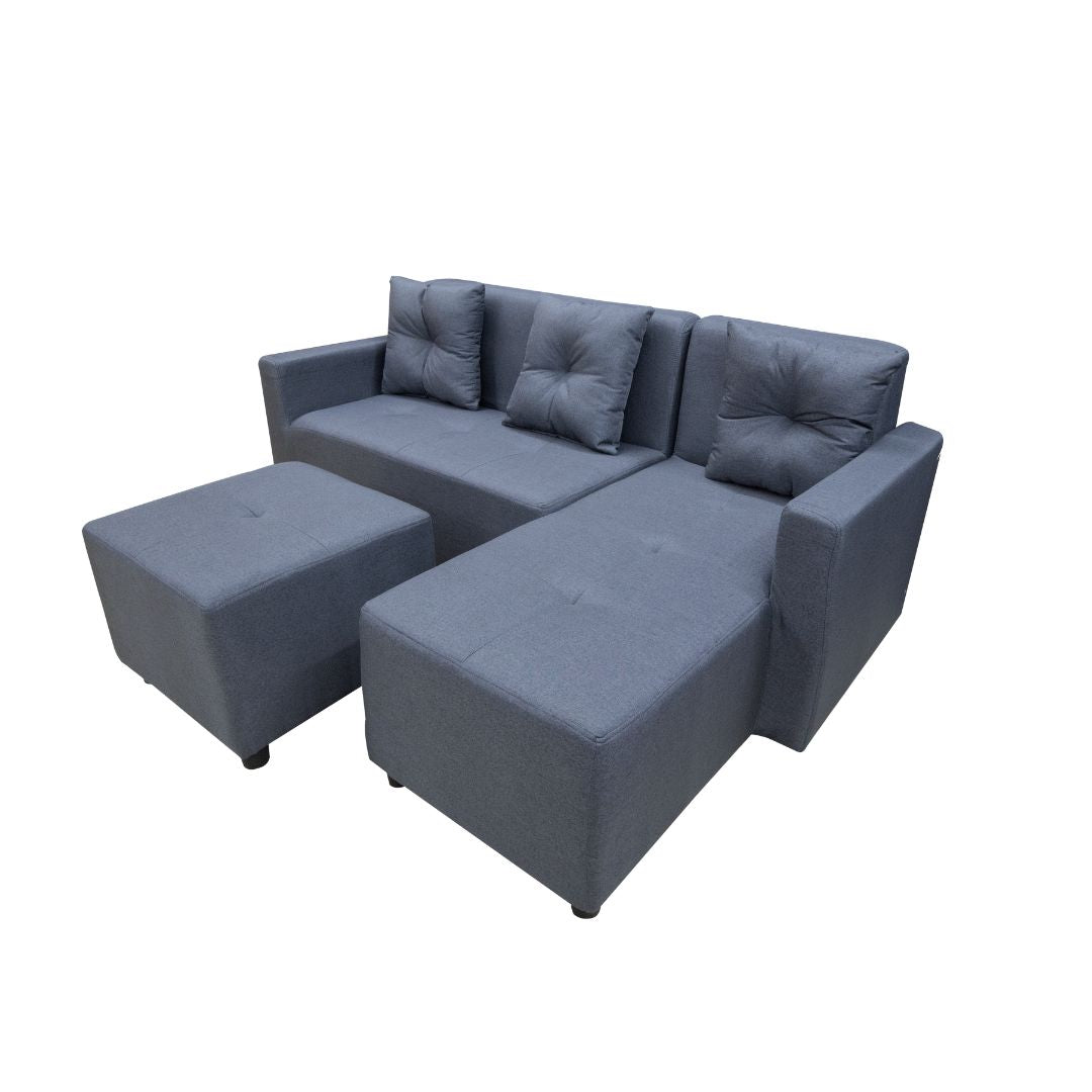 CONNER L-Shape Fabric Sofa with Ottoman Affordahome