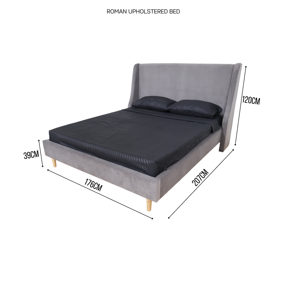 ROMAN Upholstered Bed Frame Affordahome