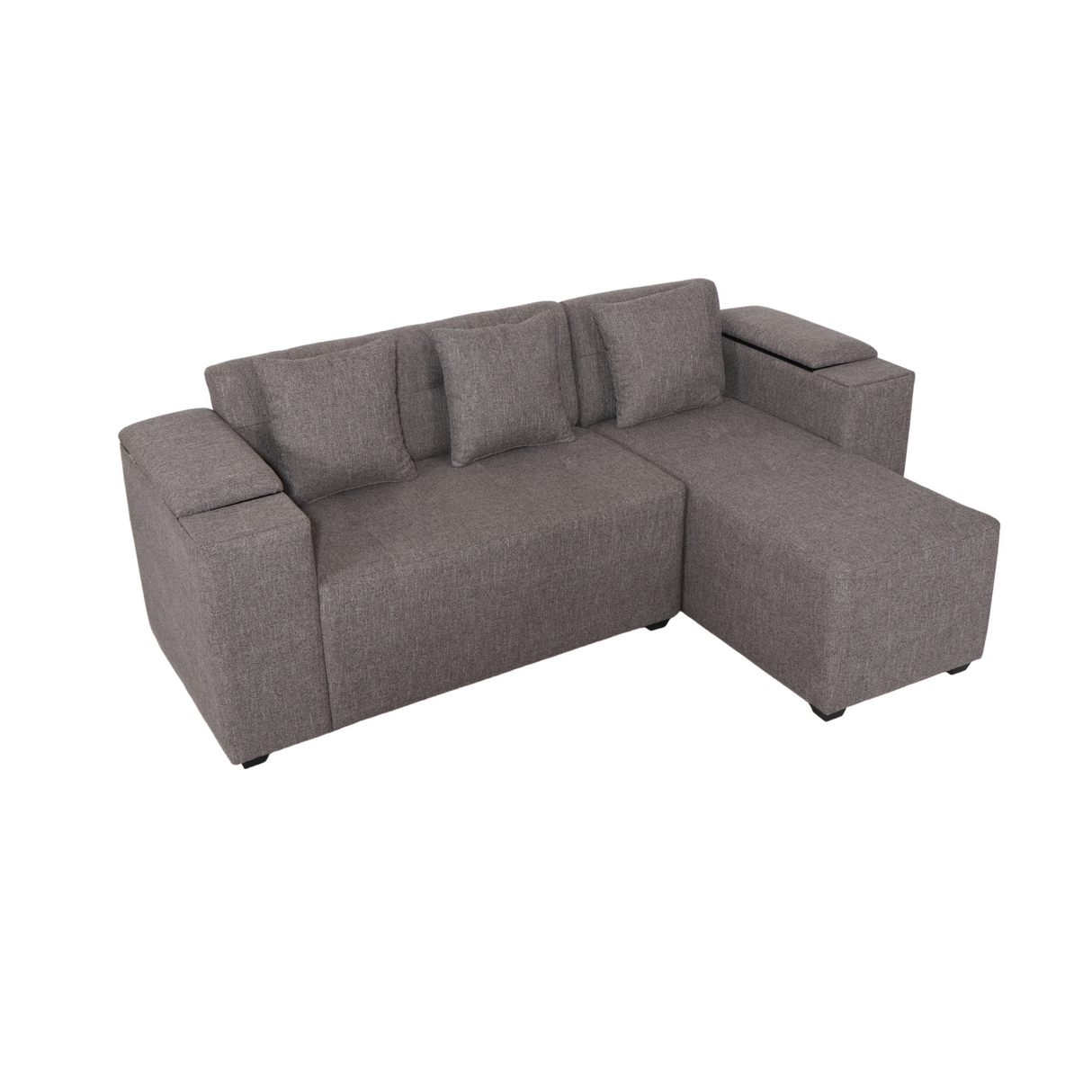 MASON L-Shape Fabric Sofa with Armrest Storage Affordahome