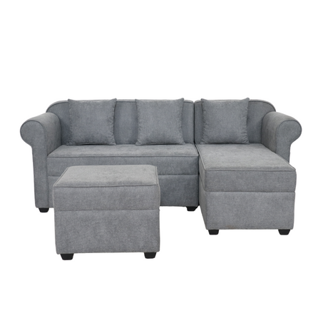ROME L-SHAPE Fabric Sofa with Ottoman Affordahome