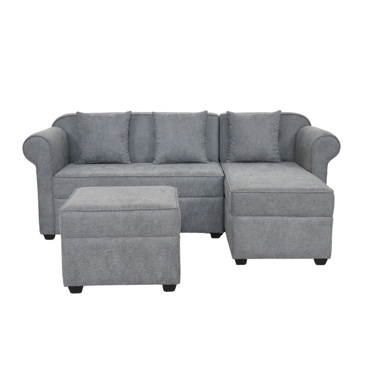 Rome L-shape Fabric Sofa with Ottoman Furnigo