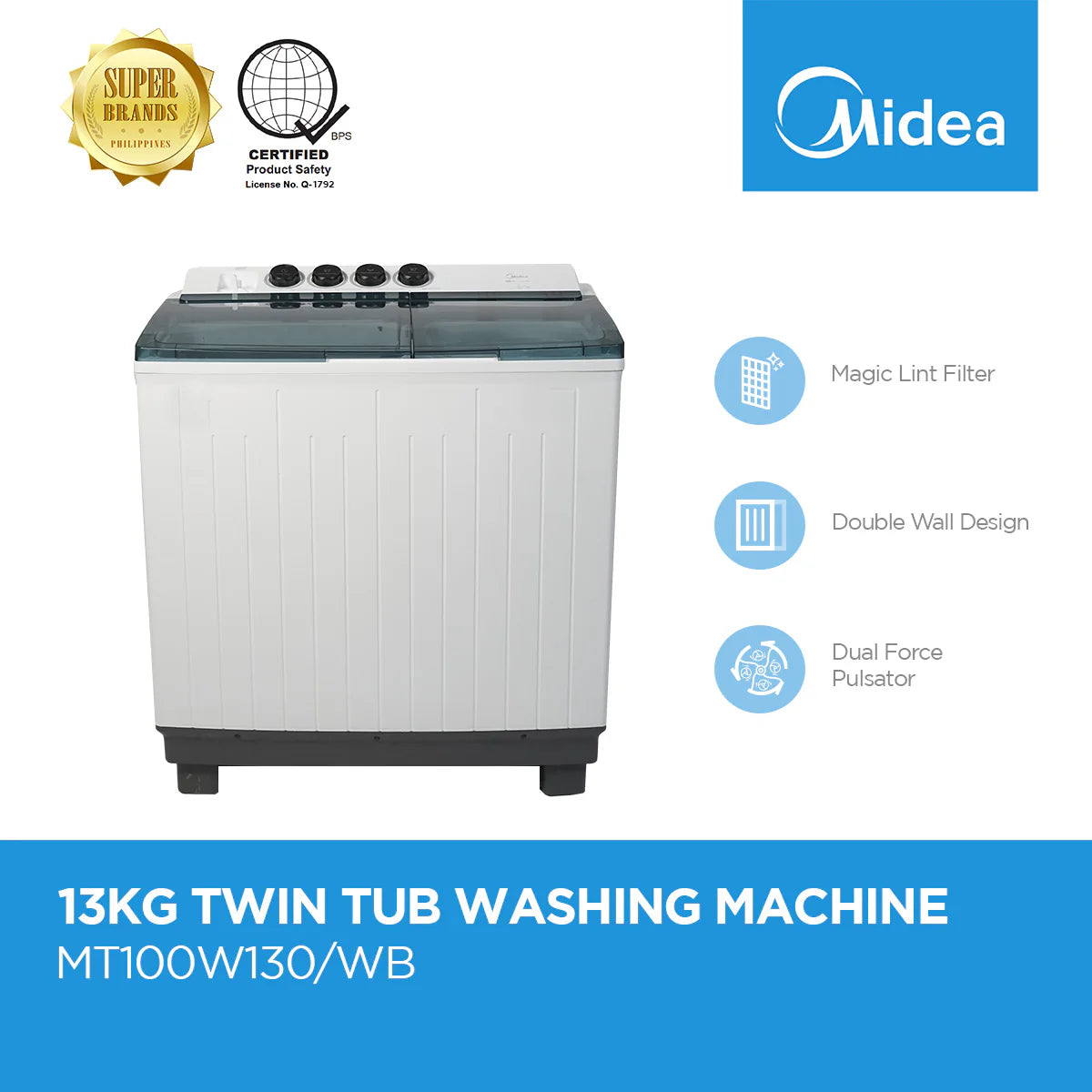 MIDEA TWIN TUB WASHING MACHINE AF Appliance
