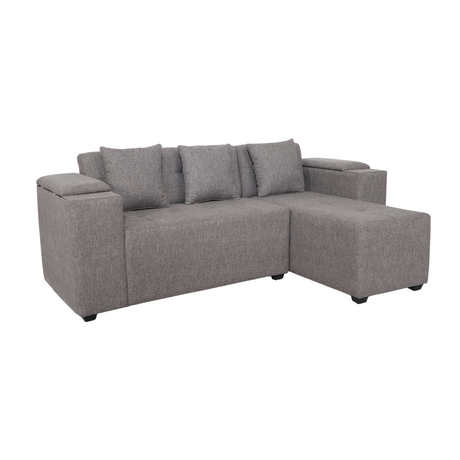MASON L-Shape Fabric Sofa with Armrest Storage Affordahome