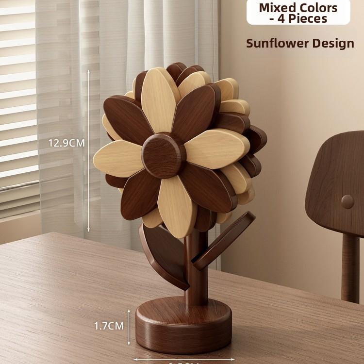 Timberra - Misty - SunBloom Wooden Heat-Proof Placemat - Dining Room / Kitchen Timberra