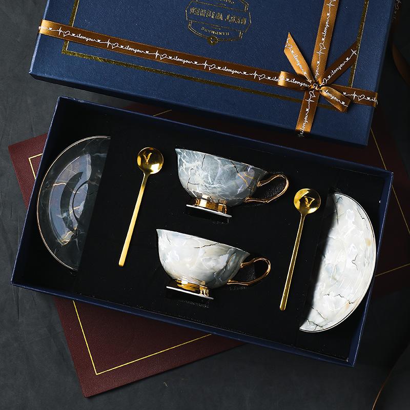 CUPURA Lino - European Coffee Cup & Saucer Set - Light Luxury Afternoon Tea Gift with Box CUPURA