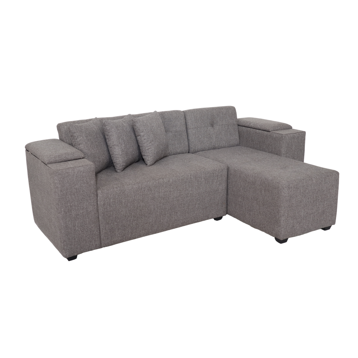 MASON L-Shape Fabric Sofa with Armrest Storage Affordahome