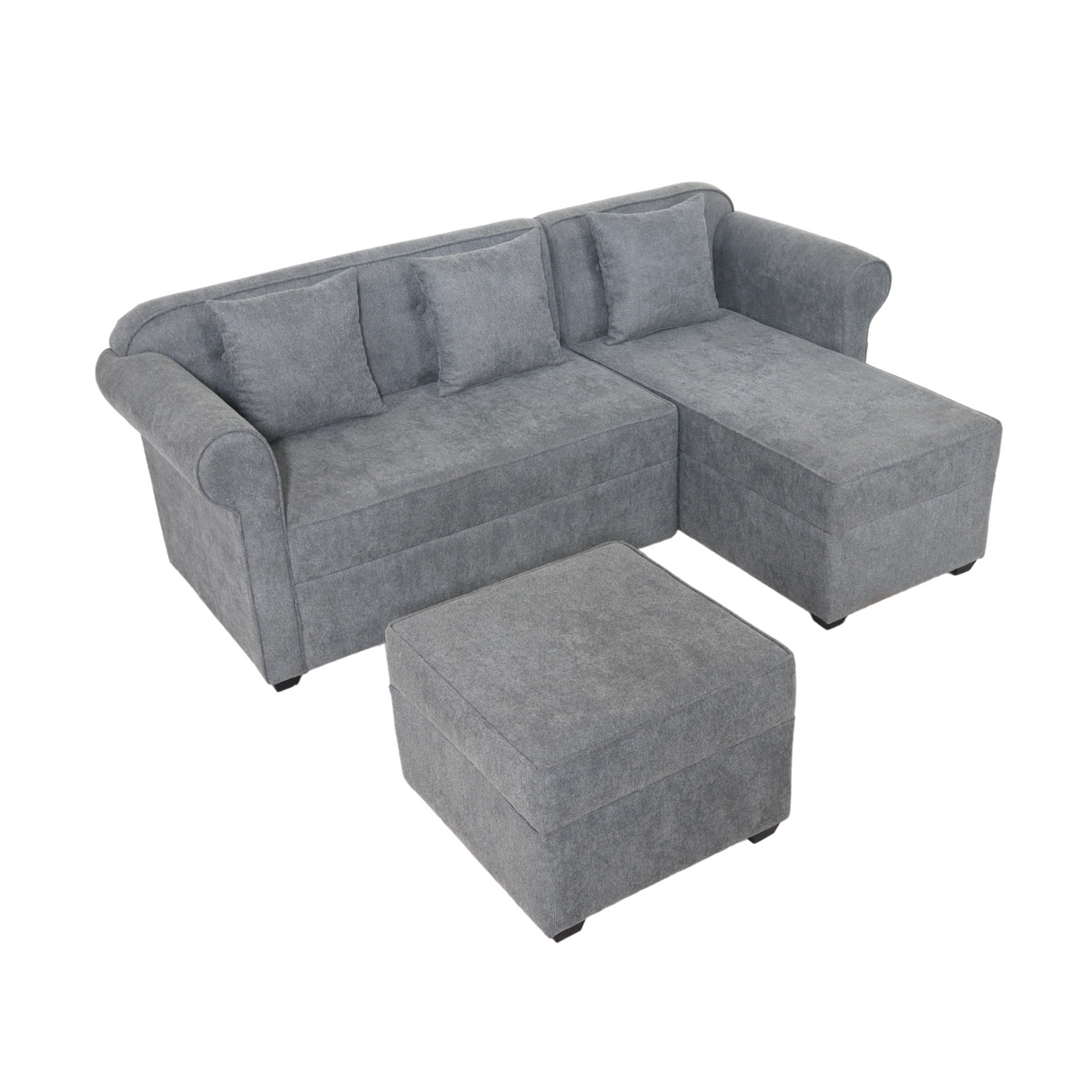 ROME L-SHAPE Fabric Sofa with Ottoman Affordahome