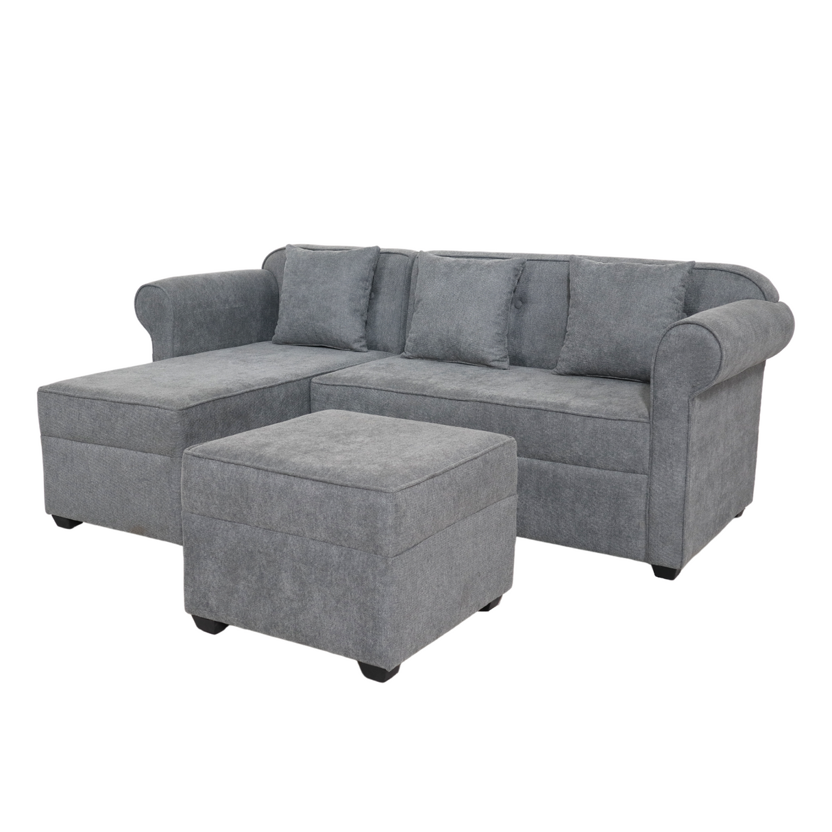 ROME L-SHAPE Fabric Sofa with Ottoman Affordahome