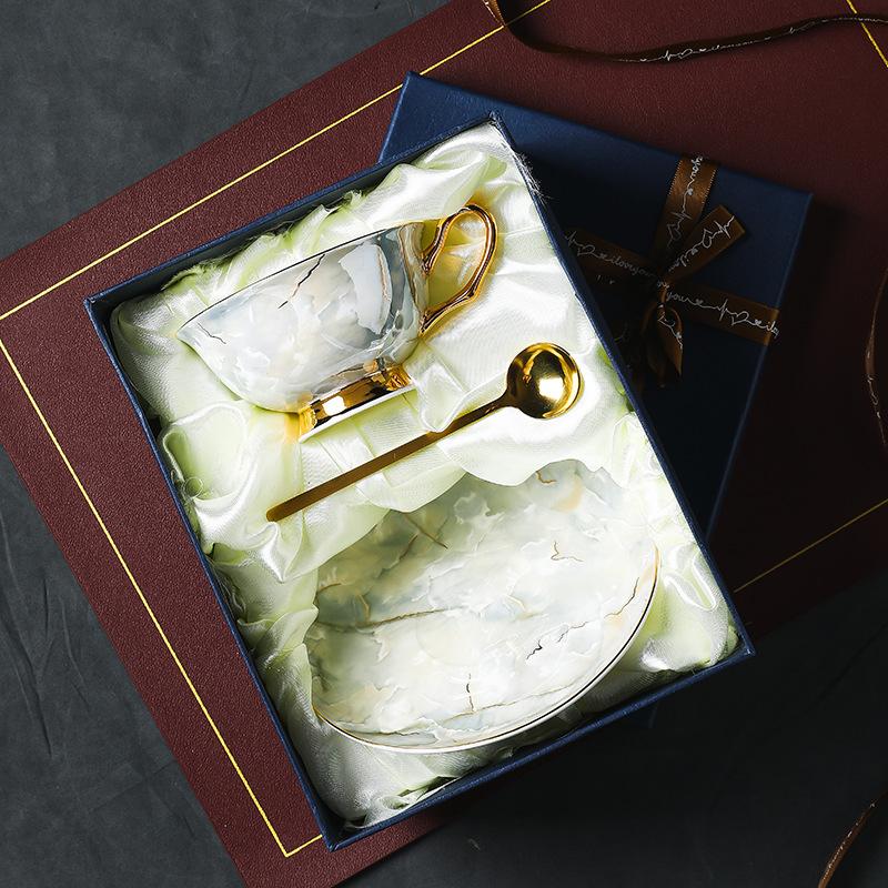 CUPURA Lino - European Coffee Cup & Saucer Set - Light Luxury Afternoon Tea Gift with Box CUPURA