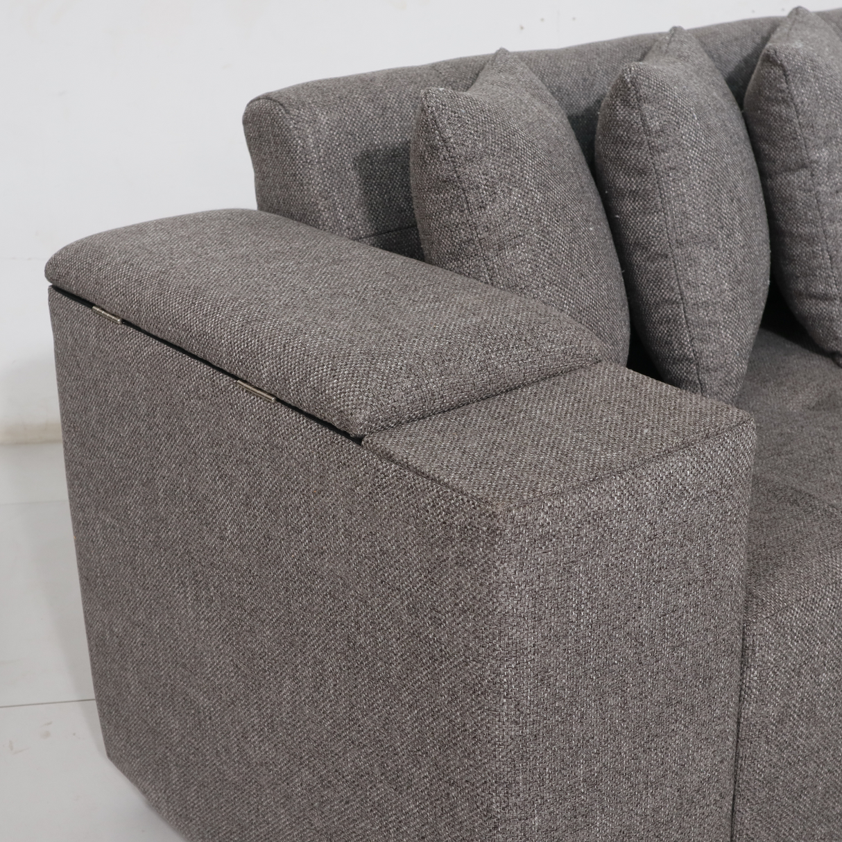 MASON L-Shape Fabric Sofa with Armrest Storage Affordahome